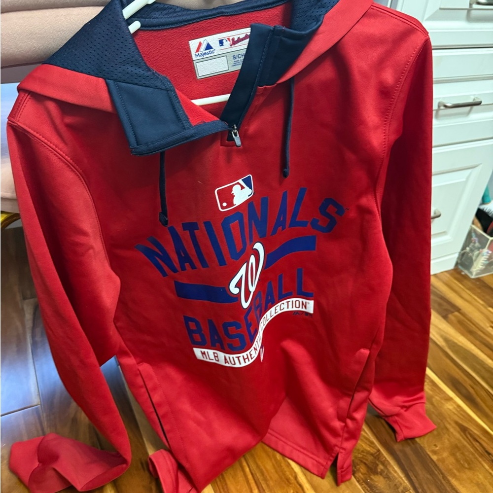 Majestic Red and Blue Nationals Baseball Jersey